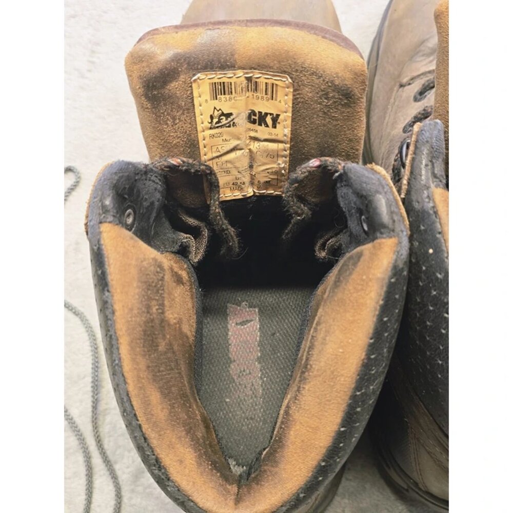 Rocky 6" Work Boots Mens 9.5 Brown Safety Toe Slip Resistant F2413-11 - Picture 15 of 16